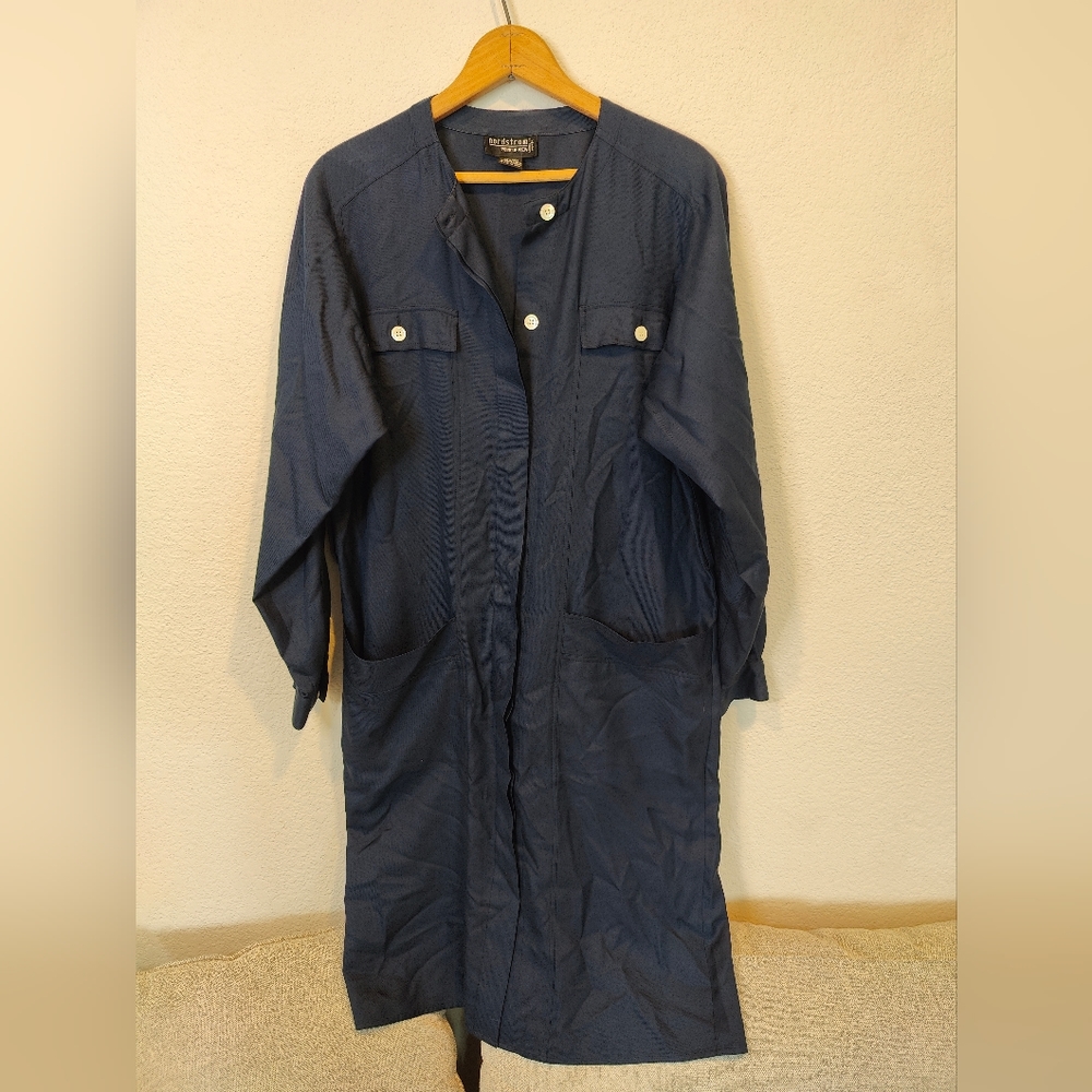 100% Silk Nordstrom long sleeve midi shift dress - sz 8